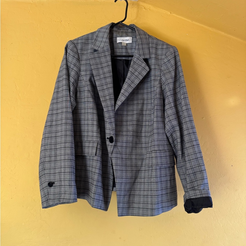Calvin Klein Gray Plaid Men's Blazer